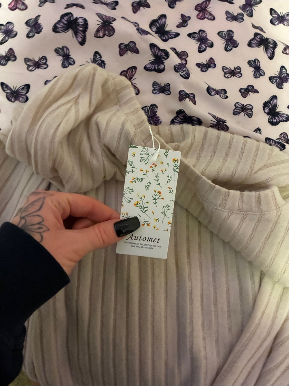 a new day Cream Ribbed Long-Sleeve Crewneck Top - Picture 2 of 4